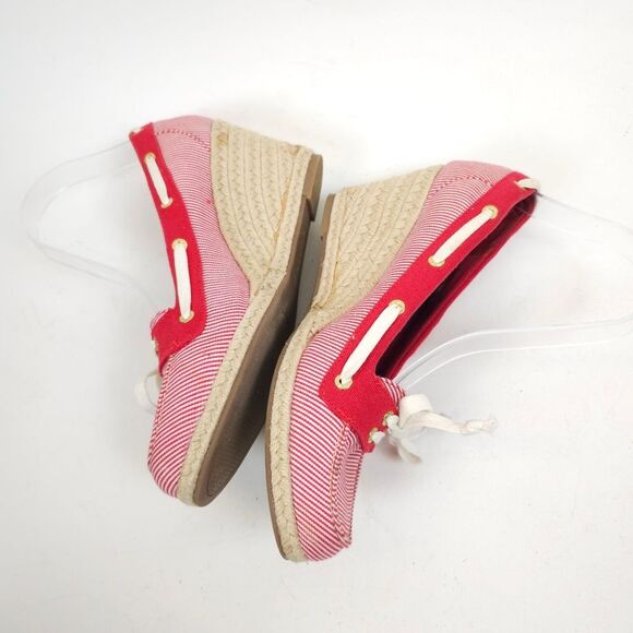 Sperry Clarens Womens Wedge Red white Striped Ropes Espadrilles shoes Size 9.5 M - Picture 6 of 11